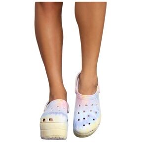 Akira Colorful Tie-Dye Platform Clogs